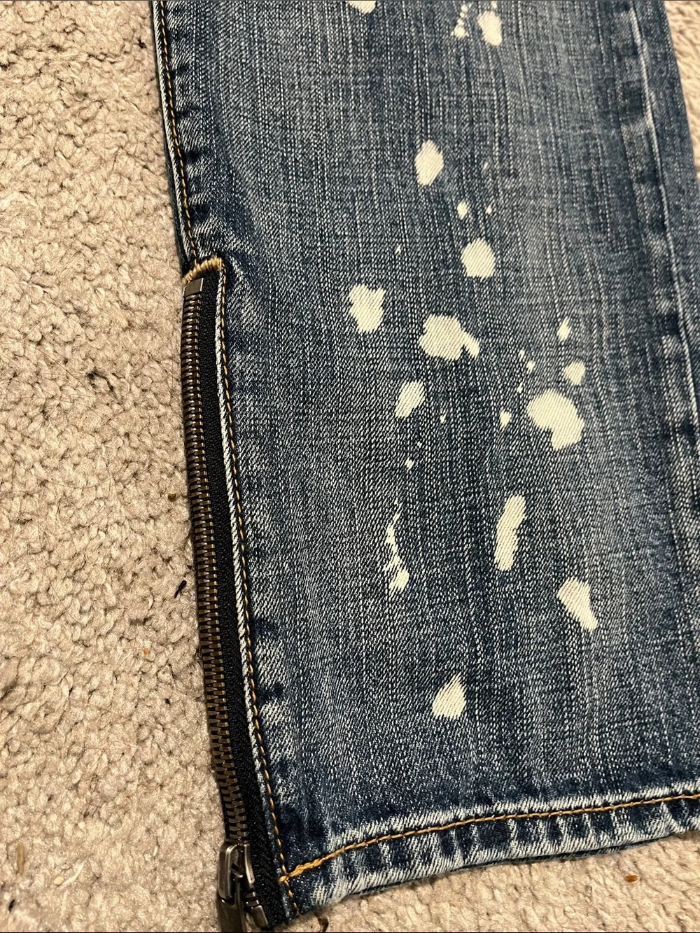 True Religion Rocco No Flap Factory Distressed Holes Bleach Splatter Rip Jeans